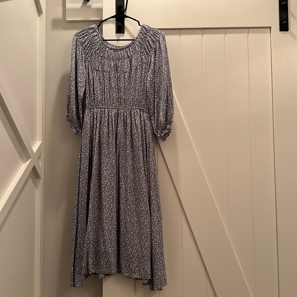 Pologram Blue Ditsy Floral Midi Dress